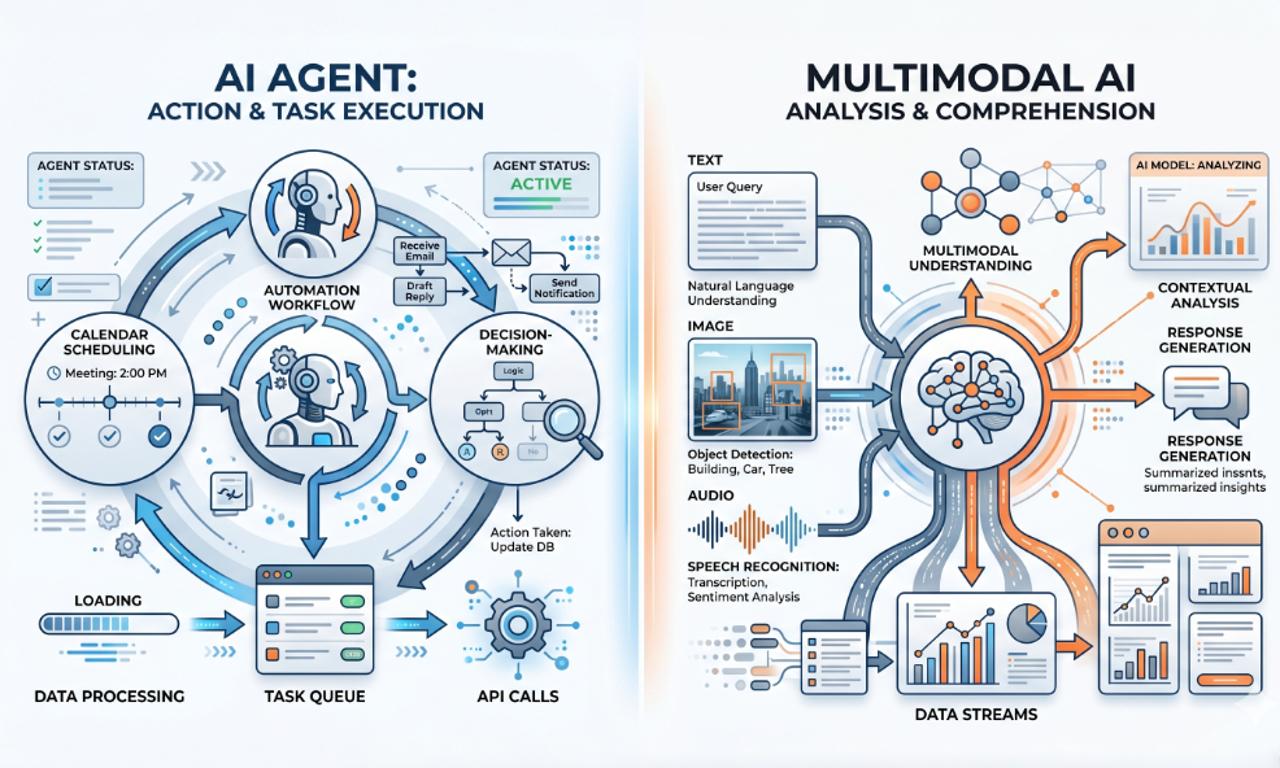 Understanding the Core Differences Between AI Agents and Multimodal Models