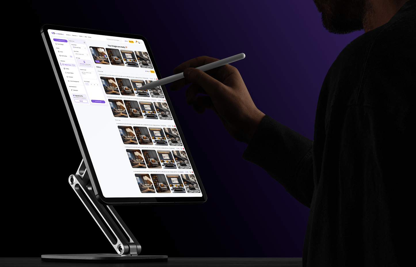 HouseBrands AI Design Canvas shown on a tablet